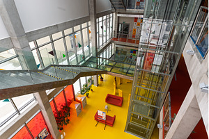 Modern office interior with unique, an Architecture Photo by HalfPoint