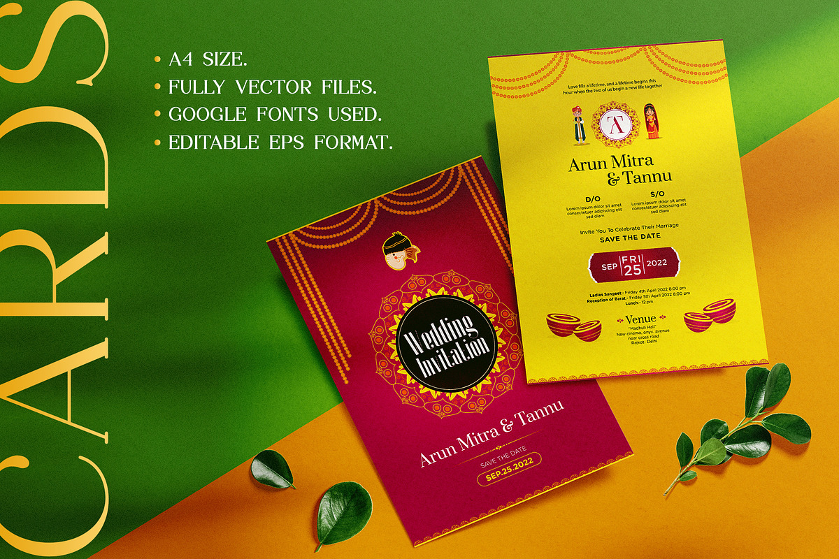 Wedding Invitation Cards Set, an Invitation Template by Creative Hatti (Photo 3 of 6)