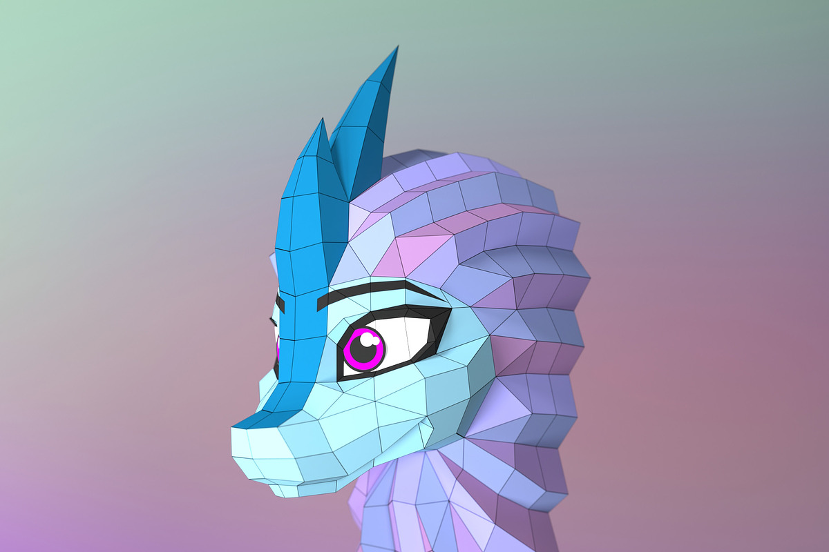 DIY Dragon Head 3D model template, a Graphic by PolyFish (Photo 3 of 4)