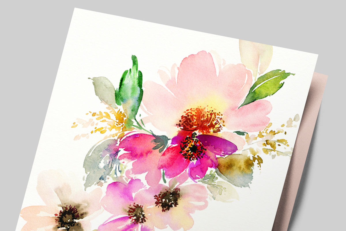 Flowers watercolour illustration, a Card Template by Karma (Photo 2 of 4)