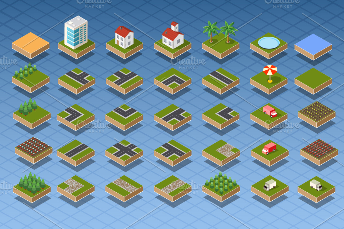 Bundle isometric city, a Work Illustration by AlexZeL (Photo 11 of 15)