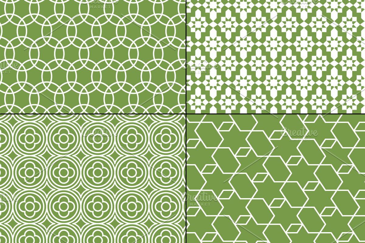 Seamless Green Moroccan Patterns preview 4