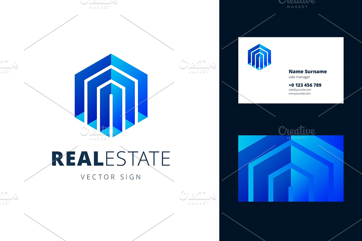Real estate logo and business card, a Branding & Logo Template by zaniman