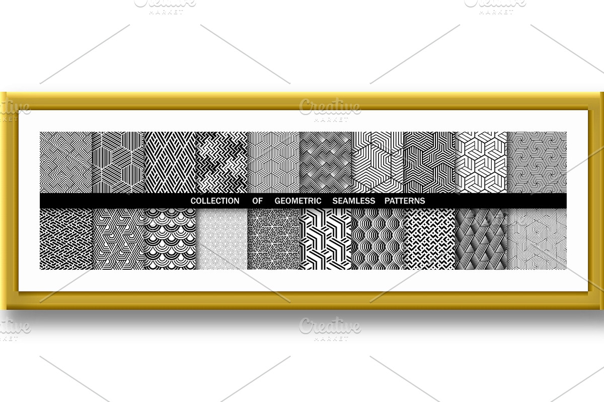 Geometric set of seamless black and, a Pattern Graphic by RODINA (Photo 2 of 3)