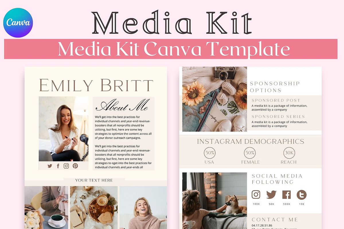 Media Kit Canva Template, a Brochure Template by TimCanvaTemplate (Photo 1 of 5)