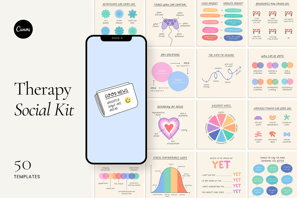 Therapy Social Pack - Canva, a Social Media Template by Willoe Studio (Photo 1 of 9)