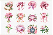 Watercolor Coquette Pink Peony Set, an Illustration by Sublimation Artist (Thumbnail 3 of 6)