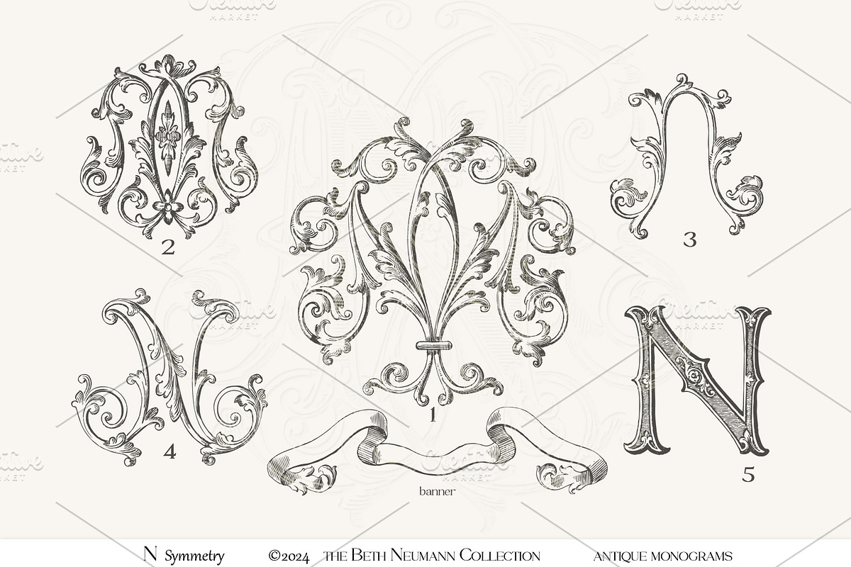 Antique Vintage Monogram Initial N, an Object Graphic by Antique Monograms (Photo 4 of 4)