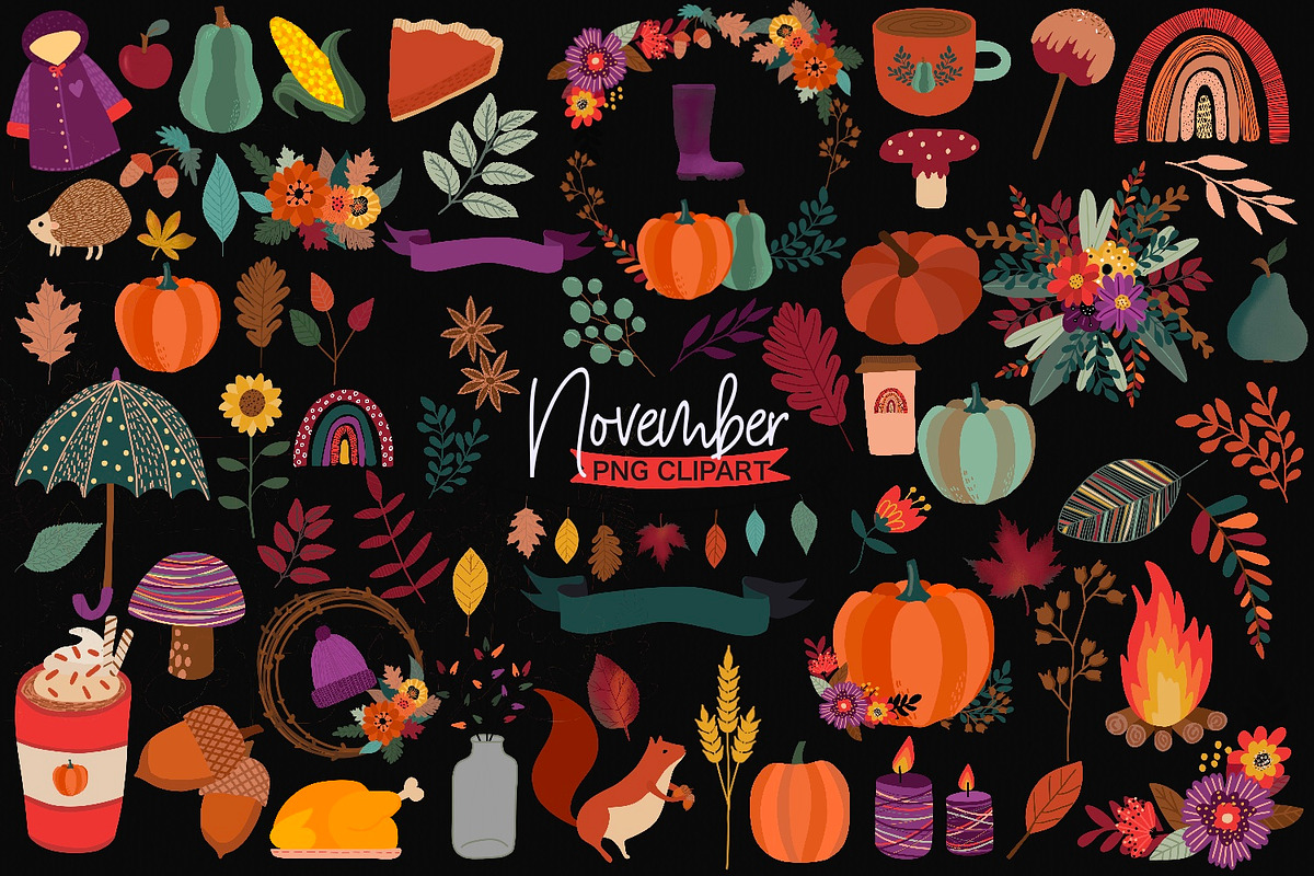November Clipart | Fall Clipart, an Illustration by illuztrate (Photo 5 of 6)