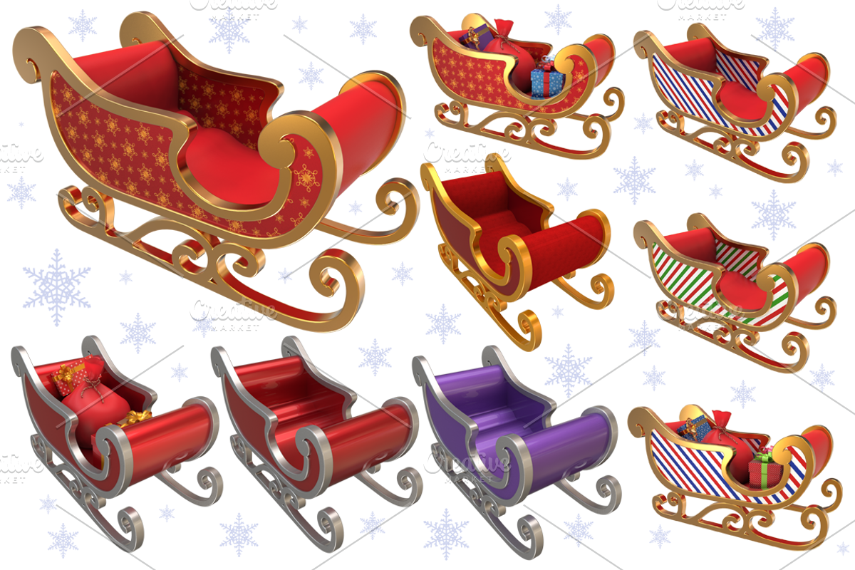 Santa Sleigh - 3D preview 2