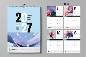 Wall Calendar Template 2027, a Stationery Template by Cleffon_Graphic_Studio