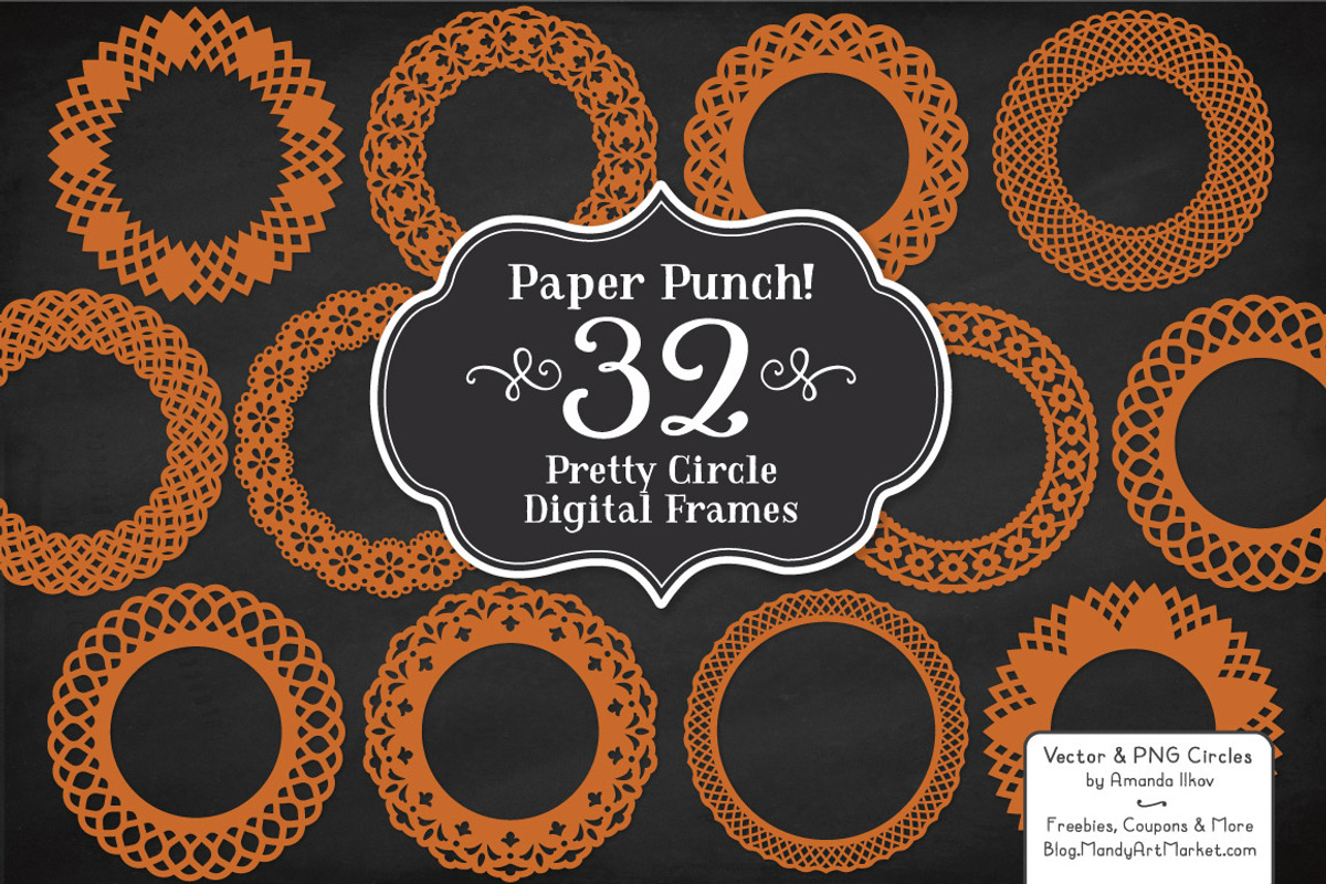 Pumpkin Lace Frames Clipart, an Illustration by Amanda Ilkov (Photo 1 of 5)