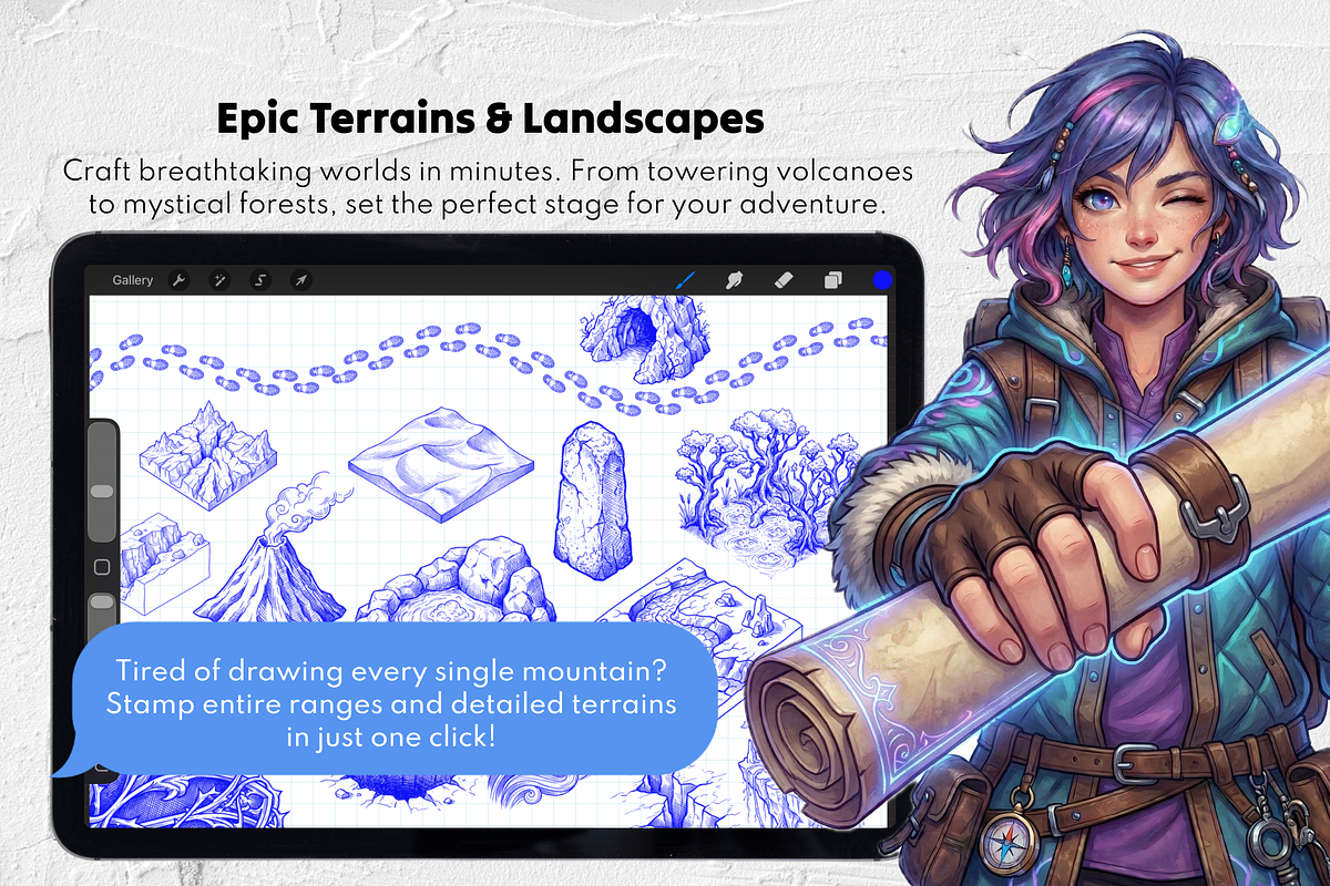 345 Fantasy Map Builder Stamps, a Brush Add-On by Selentaori Studio (Photo 6 of 10)