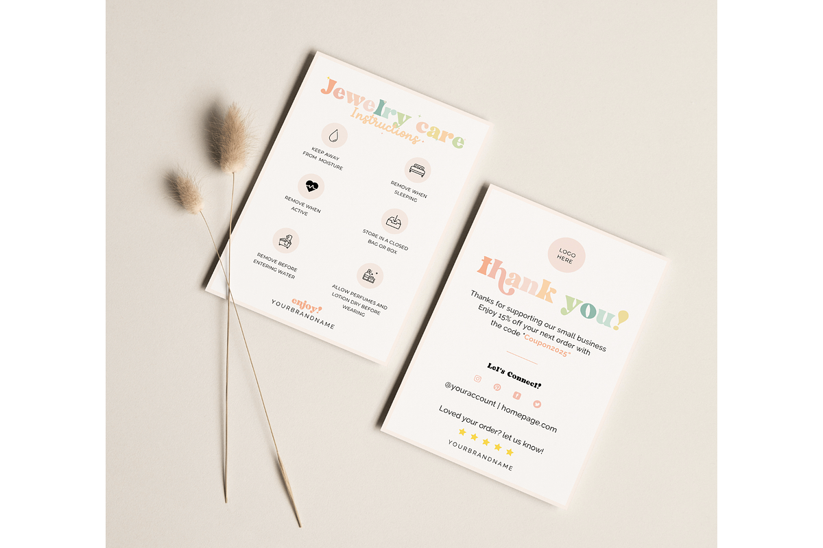 Pastel Jewelry Care Card Template, a Card Template by Hellohastore (Photo 4 of 10)