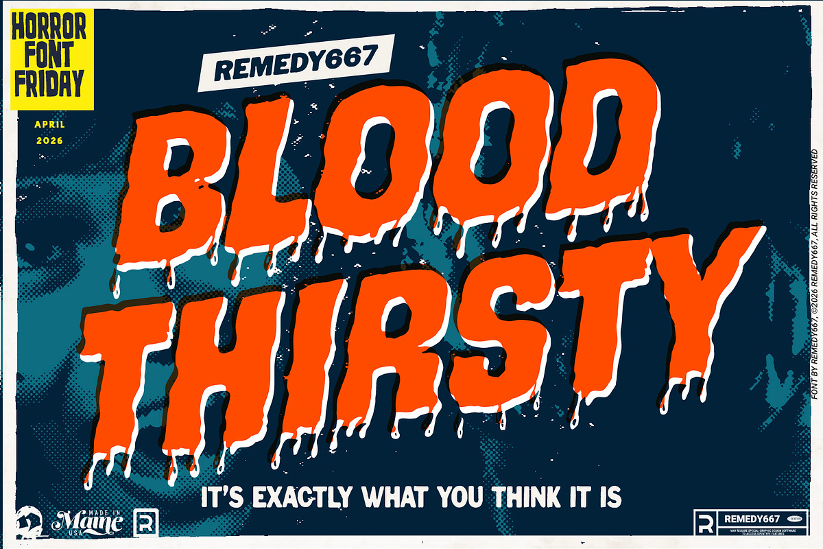 Blood Thirsty, a Sans Serif Font by Remedy667 (Photo 1 of 5)