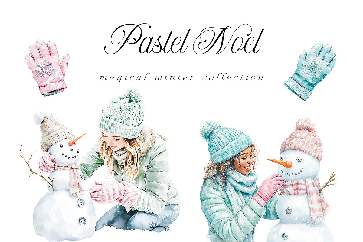 Pastel Noel - Magical Winter Set, a Seasonal Illustration by studioequinox (Photo 9 of 10)