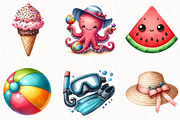 Watercolor Summer Vibe Clipart, an Illustration by OK Design (Thumbnail 3 of 5)