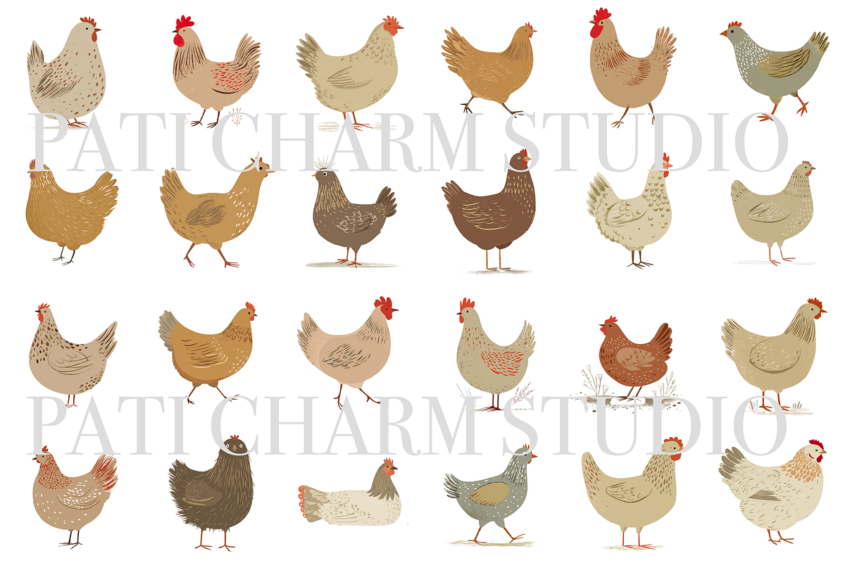 40 Chicken Clipart, an Animal Illustration by Pati Charm Studio (Photo 2 of 9)