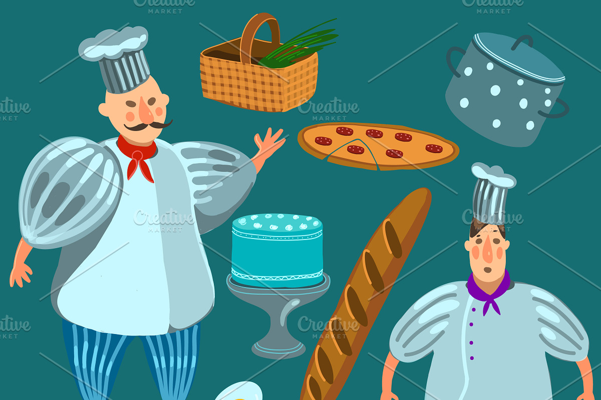 Coock&kitchen set, a Food Illustration by HIPSTER-MONSTER SHOP