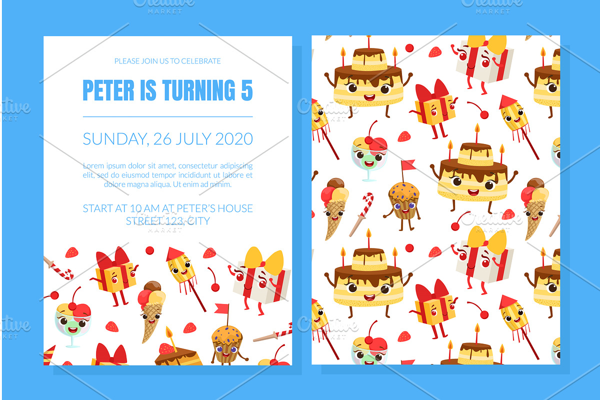 Birthday Party Invitation Card, an Illustration by TopVectors