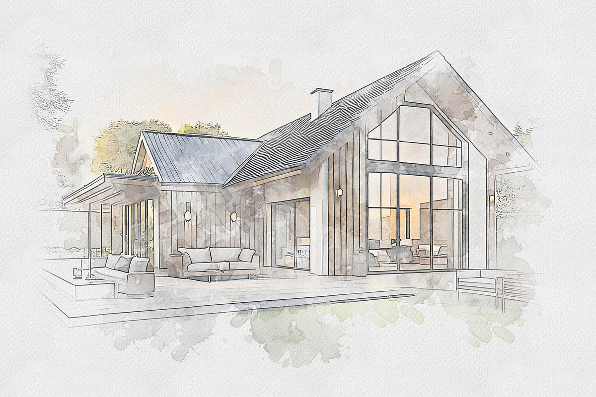 House Watercolor Painting, an Action Add-On by Photoshop Action (Photo 8 of 12)