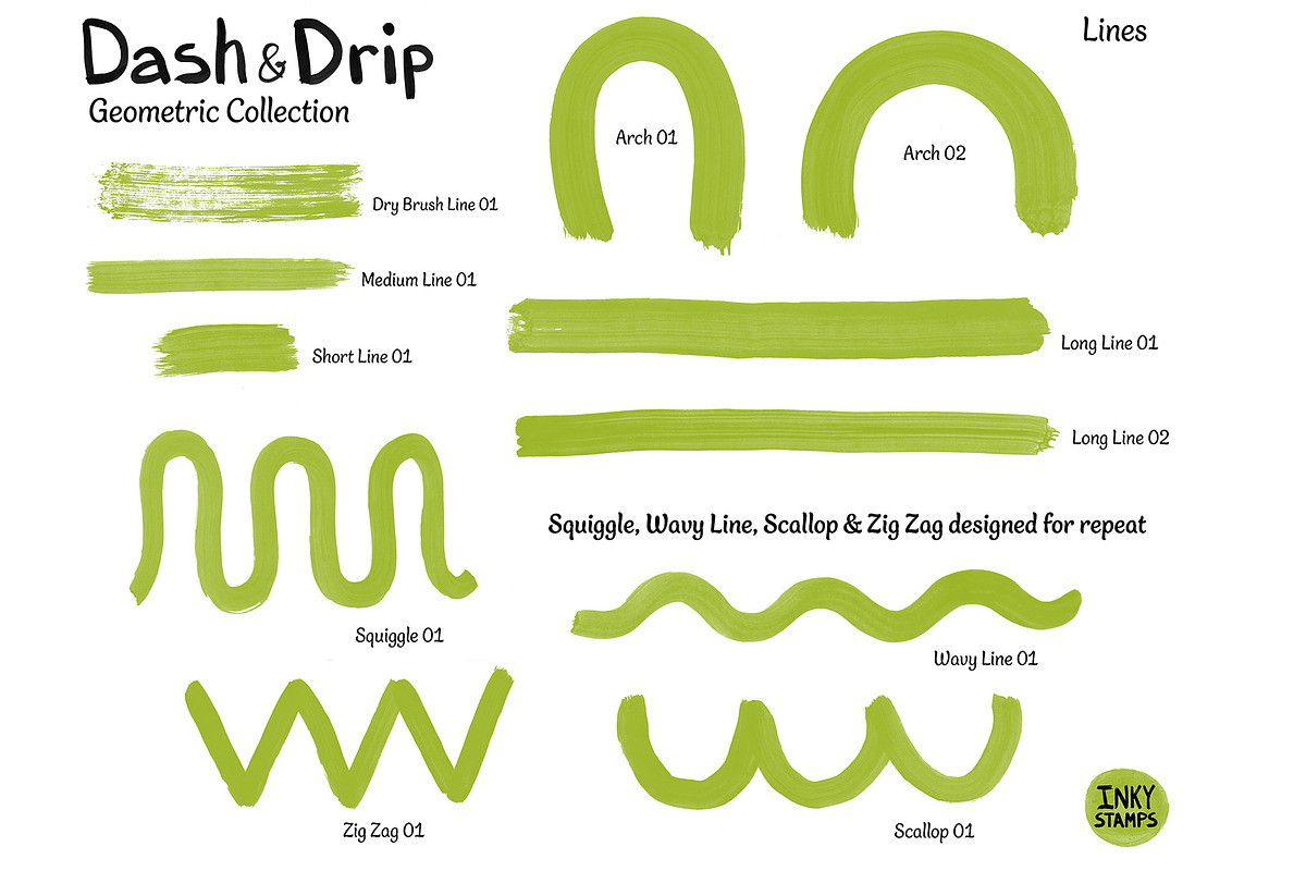 Geometric Stamp Brushes - Procreate, a Brush Add-On by INKY STAMP BRUSHES (Photo 4 of 10)