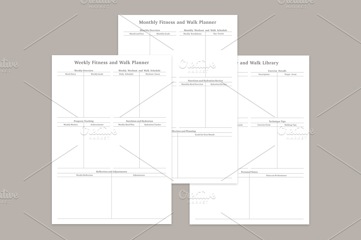 Fitness Planner Pages Set V-06, a Stationery Template by shahsoft (Photo 3 of 3)
