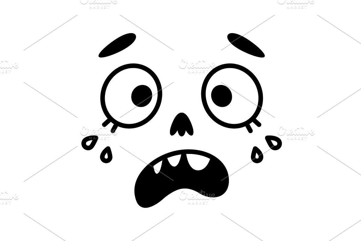 Retro Cartoon Mascot Face Scared, an Object Illustration by TopVectors