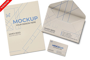 Open Envelope Stationery Trio Mo PSD, a Packaging Mockup by Bruno's Shop