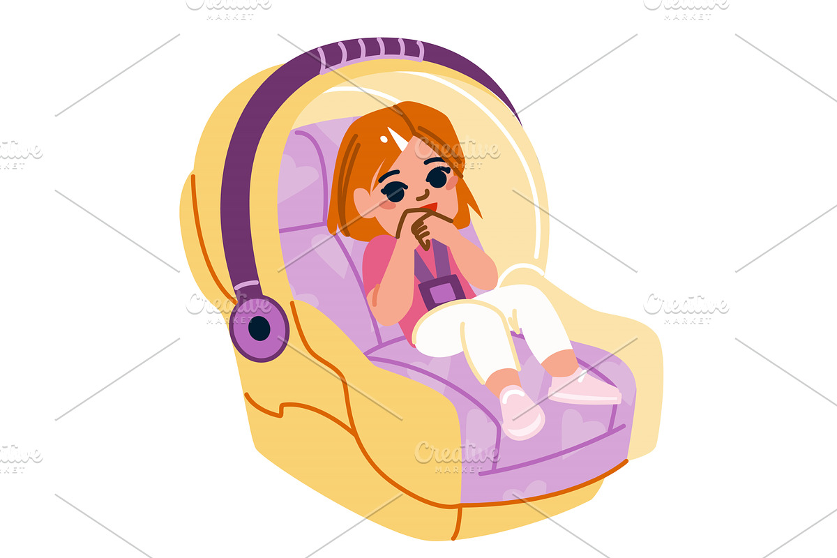 Cute little girl fastened in, a Transportation Illustration by pikepicture
