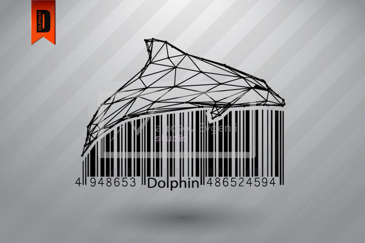 Dolphin from lines and barcode, an Animal Illustration by Matrosovv