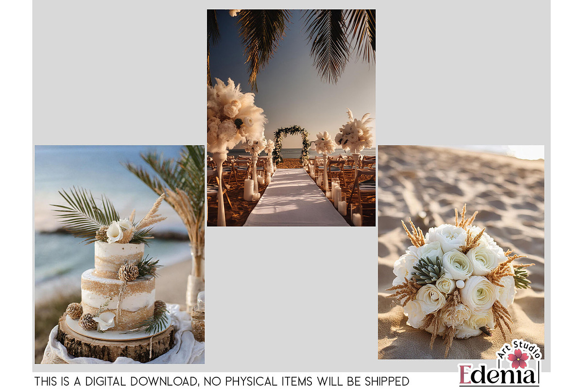 Beach Wedding Papers Sublimation, a Wallpaper Graphic by EdeniaArtStudio (Photo 7 of 15)