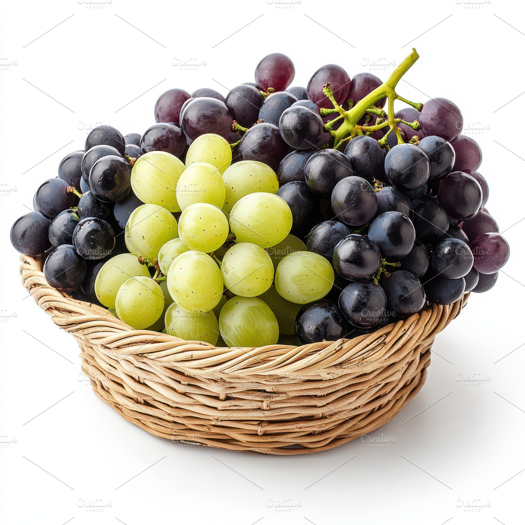 Fresh black and white grapes in a ba, a Food & Drink Photo by Pixeness Studio