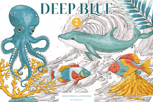 Deep Blue Illustrations #2, an Animal Illustration by GVGraphics