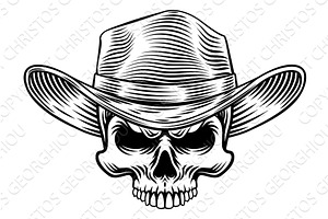 Cowboy Hat Skull Sheriff Vintage, an Illustration by Christos Georghiou