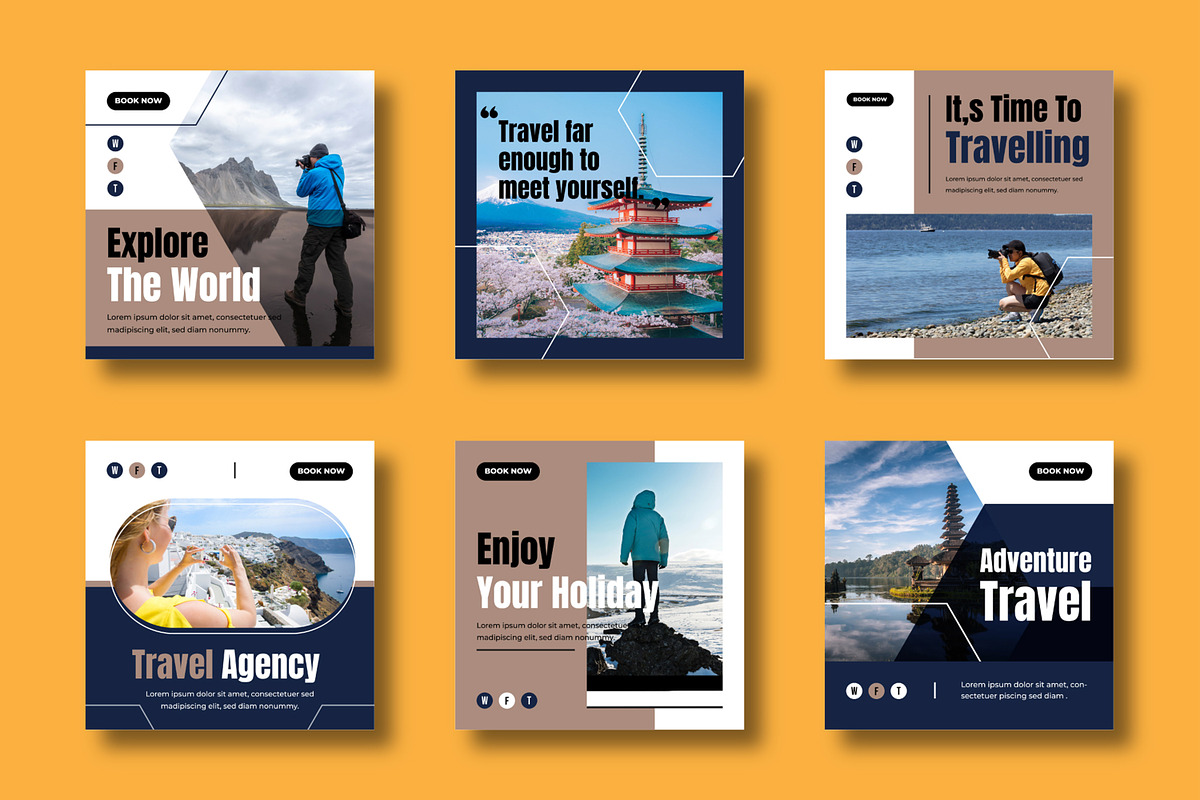 Travel Social Media Post Template, a Social Media Template by MightyDesign (Photo 1 of 8)