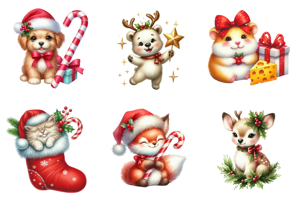 Cute Christmas Animals Clipart, a Graphic by CitraGraphics (Photo 2 of 4)
