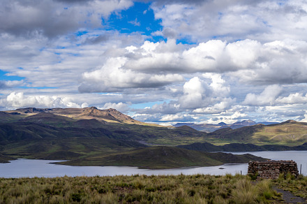 Storm clouds over Lake Lagunillas in the Peruvian highlands