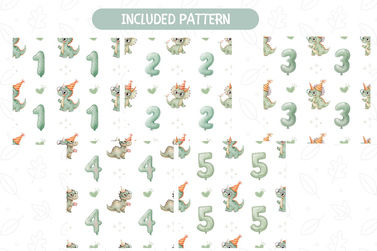 Cute Birthday Dino Clipart Set, an Illustration by TatiMockup (Photo 5 of 6)