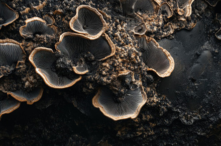 Macro of Fungus on Dark Background, a Nature Photo by Virgo Studio