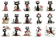 Whimsical Easter Black Cat Clipart, an Illustration by OK Design (Thumbnail 3 of 6)