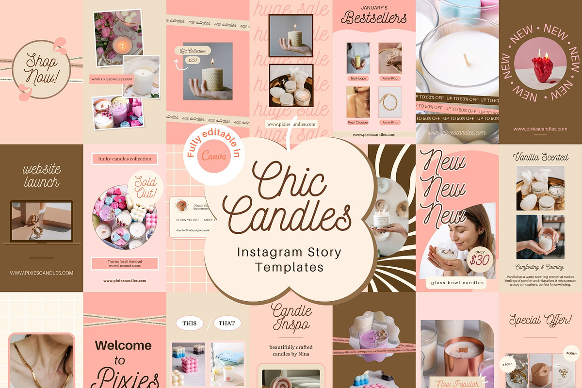 Chic Candle Instagram Story Template, a Social Media Template by Hell Yeah Designs (Photo 1 of 6)
