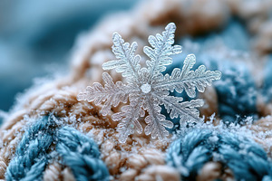 Intricate Snowflake on Winter Fabric, a Background Photo by Pixeness Studio