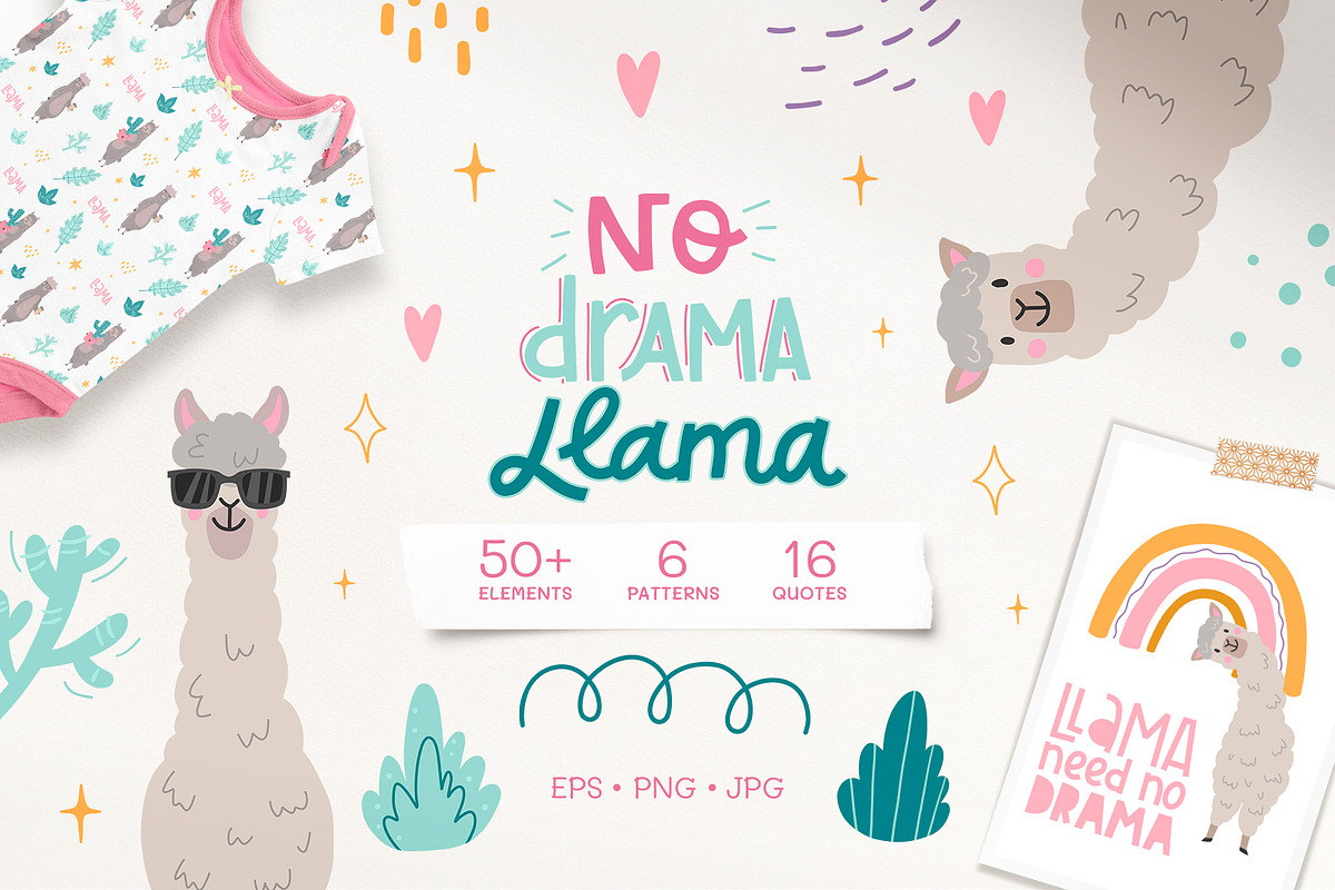 Llama - collection. Pattern and card, an Illustration by Mariart_i (Photo 1 of 9)