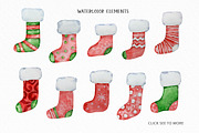 Watercolor Christmas Stocking Set, a Seasonal Illustration by SvetaArtStore (Thumbnail 7 of 10)