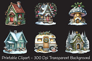 Christmas House Clipart, an Illustration by RobertsArt (Thumbnail 7 of 7)