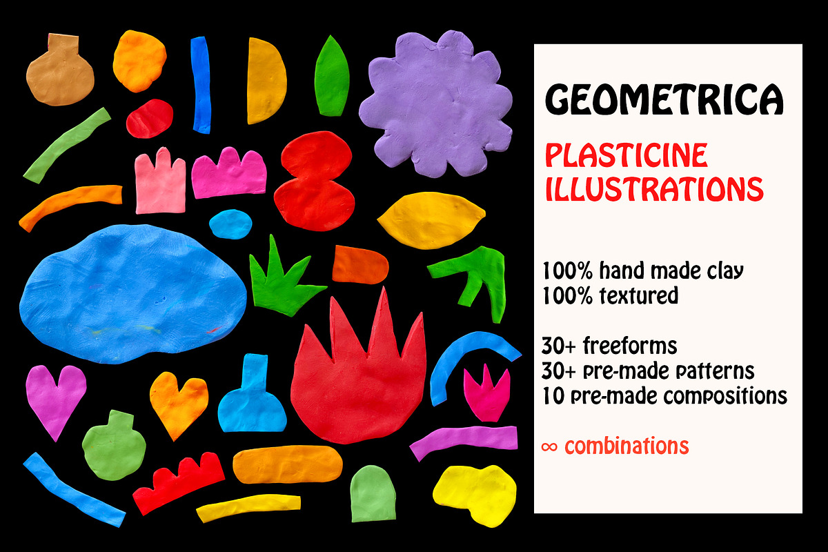 GEOMETRIC ABSTRACT PLASTICINE SHAPES, a Texture Illustration by okchizh (Photo 1 of 14)
