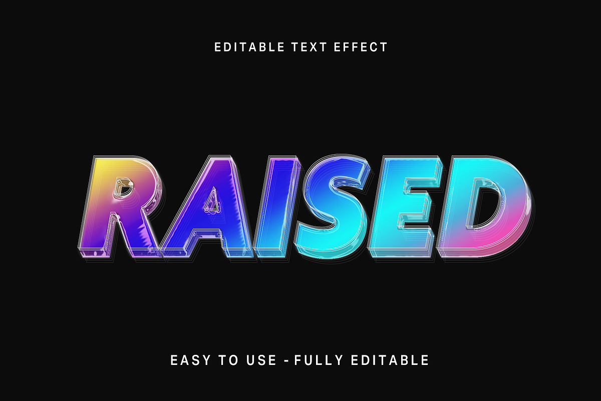 Holographic Raised 3D Text Effect