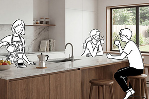 Modern Kitchen & Illustrated People, a Person Photo by Virgo Studio
