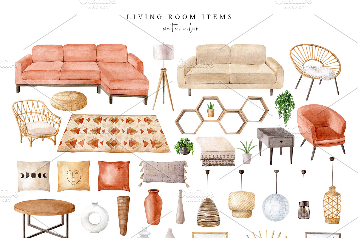 Bohemian House Watercolor Set, an Animal Illustration by Natalia Fedorova (Photo 4 of 21)